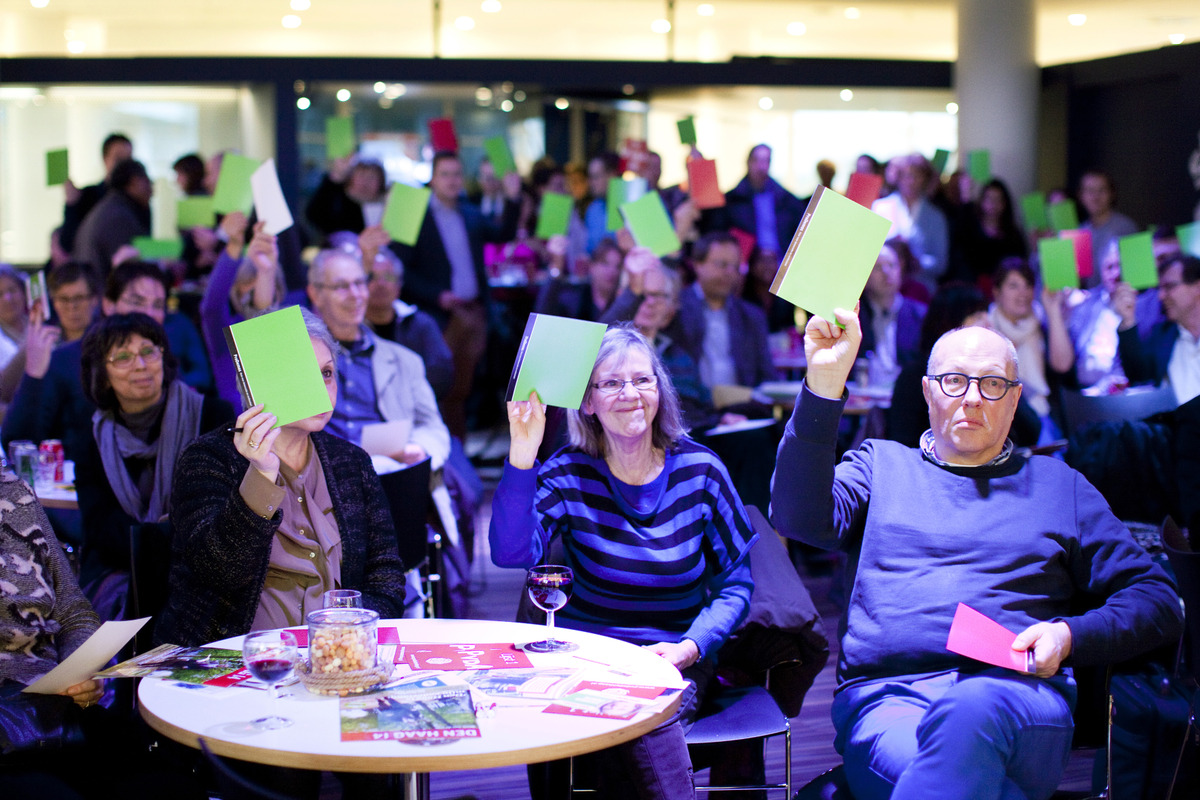 Publiek stemt over een stelling